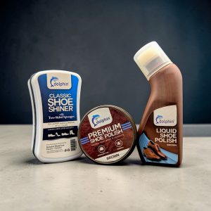 Classic Shoe Shine Sponge - Dual Sided - NEUTRAL + Premium Shoe Polish - BROWN + Liquid Shoe Polish - 100ml - BROWN