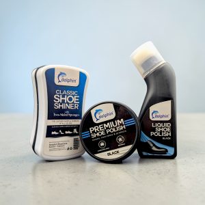 Classic Shoe Shine Sponge - Dual Sided - NEUTRAL + Premium Shoe Polish - BLACK + Liquid Shoe Polish - 100ml - BLACK