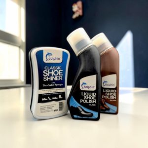 Classic Shoe Shine Sponge - Dual Sided - NEUTRAL + Liquid Shoe Polish - 100ml - BLACK + Liquid Shoe Polish - 100ml - BROWN